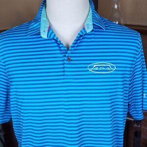 Black Quail Blue Striped Polo Shirt The Par - Tee  Size M